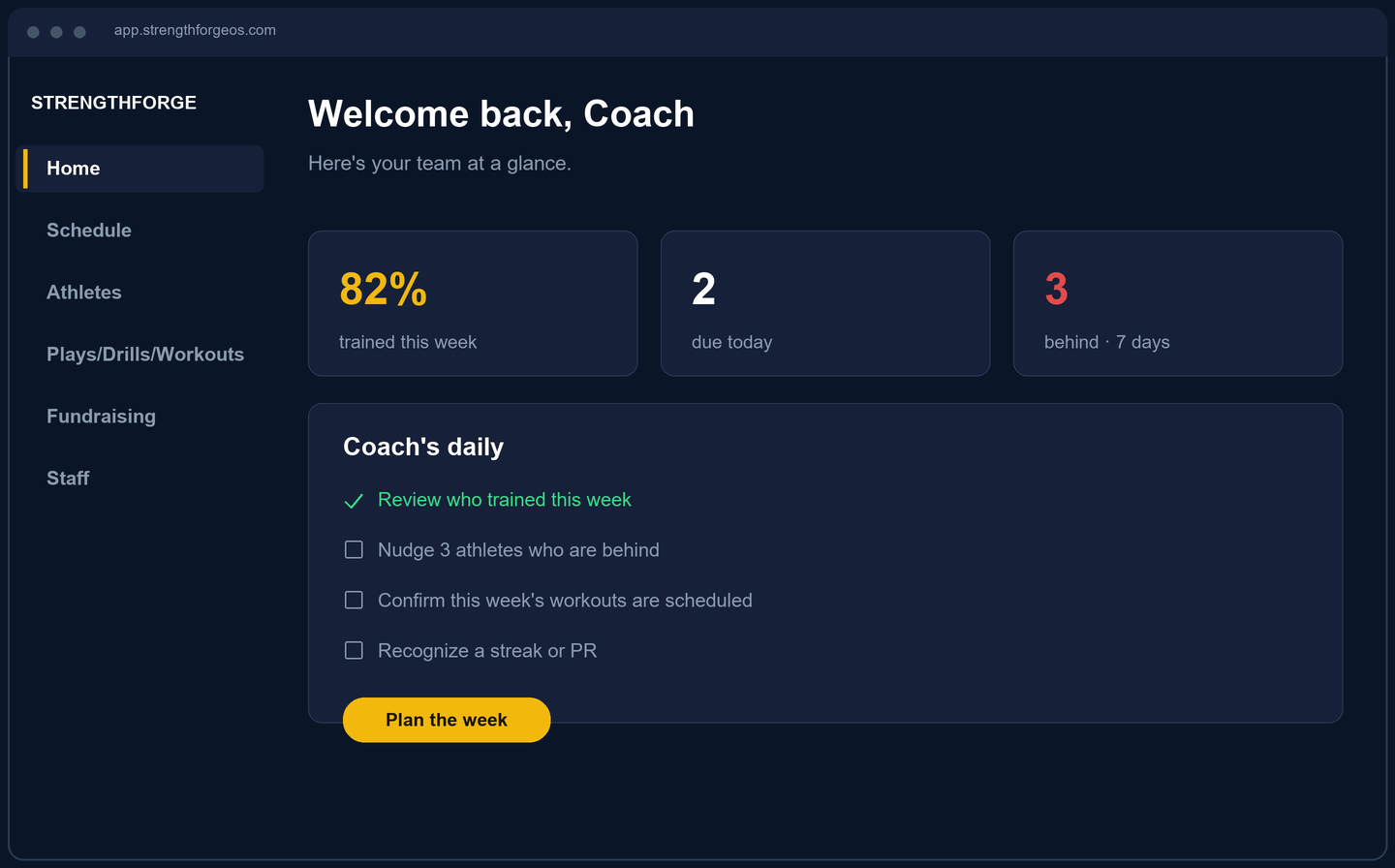 Coach dashboard